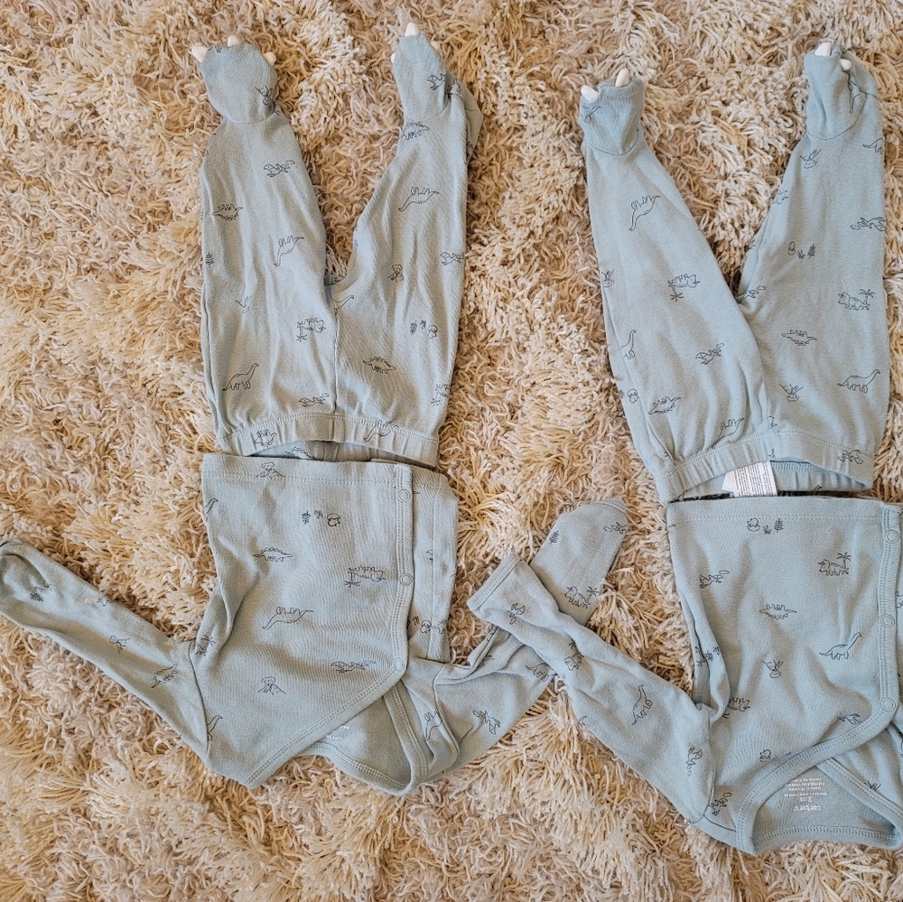 Twin boys dinosaur layettes